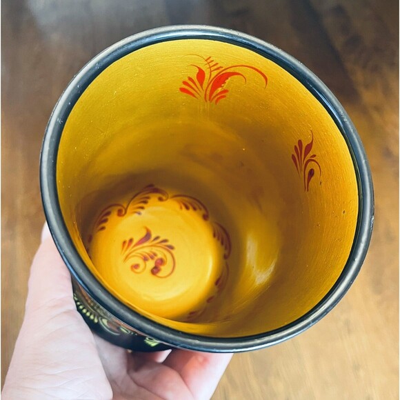 VTG Khokhloma Russian Handpainted Wooden Lacquer Set Pitcher & 6 Cups Signed EUC - Picture 6 of 14